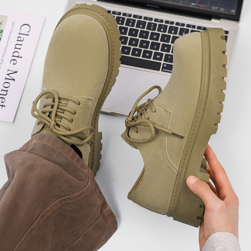 Men's Shoes 2025 New Winter British Style Business Formal Casual Leather Shoes Youth Height-Increasing Large Toe Derby Trendy Shoes