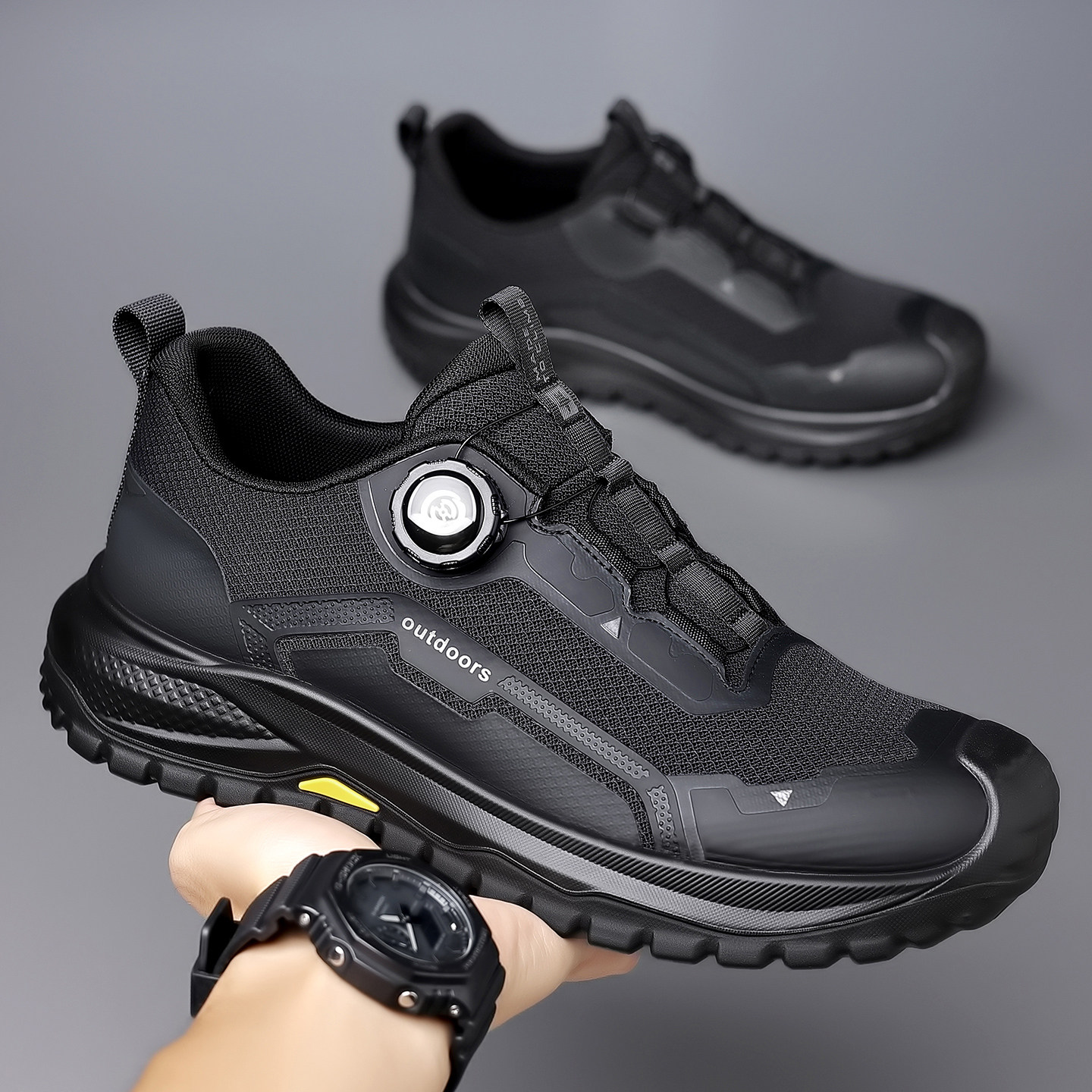 Rotating Buckle Men's Shoes 2025 New Winter Versatile Casual Sports Outdoor Hiking Lace-Free Breathable Non-Slip Trendy Shoes