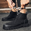 Martin Boots for Men, Winter 2026 New Style, British Style High-Top Casual Leather Shoes, Pure Black Mid-Top Height-Increasing Workwear Trendy Shoes