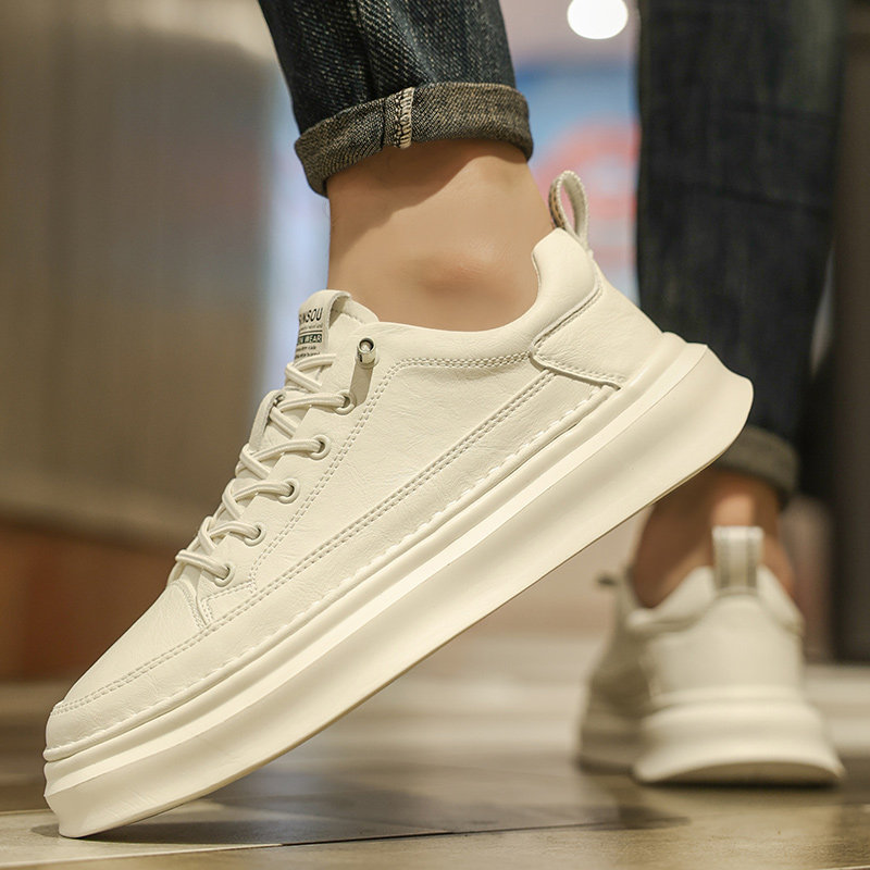 Men's Shoes 2026 New Winter Korean Style Versatile Casual Leather Shoes Slip-On Sneakers Men's Sports White Shoes Spring