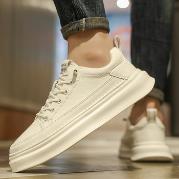 Men's Shoes 2025 New Winter Korean Style Versatile Casual Leather Shoes Slip-On Sneakers Men's Sports White Shoes Autumn