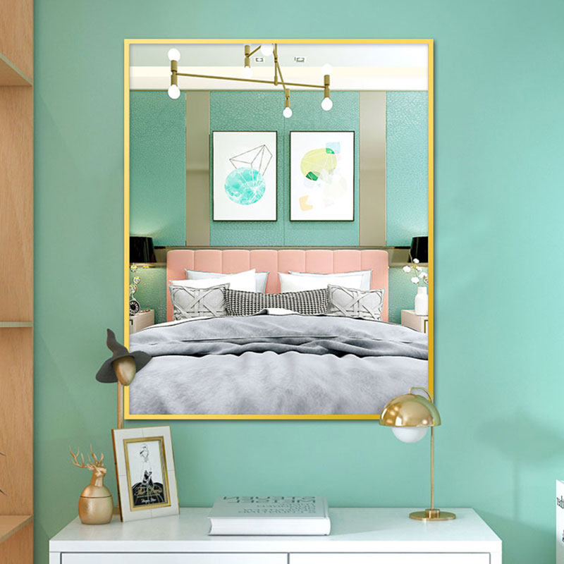 Nordic Makeup Mirror Sticker Wall Self-Glued Home Bedroom Makeup Table Wall Wall-mounted Free Hanging Wall Hung Wall Type Large Band Frame