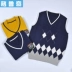 Áo len dệt kim bé trai, áo khoác, trẻ lớn, phiên bản Hàn Quốc, áo khoác mùa thu và mùa đông, áo khoác cotton, bé trai, đầu, áo khoác áo gile hàn Áo ghi lê