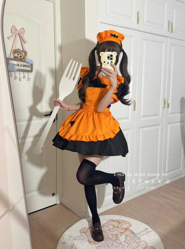 Galaxy Meow Girl*Halloween Pumpkin Maid Costume Cosplay Bat Vampire Cute Maid Costume Magic Witch Galaxy Meow Girl*Halloween Pumpkin Maid Costume Cosplay Bat Vampire Cute Maid Costume Magic Witch