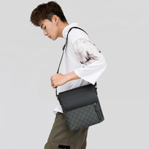 Shoulder Bag mens casual vertical trend shoulder bag fashion brand lattice messenger bag small messenger backpack bag