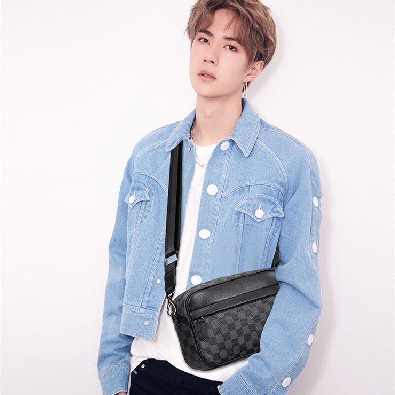 Skew Satchel Men Tide Card Chest Bag Han Edition Casual Plaid Mailbag Fashion Men And Women Small Bags Single Shoulder Inclined Cross-to-Shoulder Bag