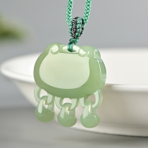 Hetian jade green white jade baby safe lock pendant men and women natural jade jade pendant birthday gift Jade Jade