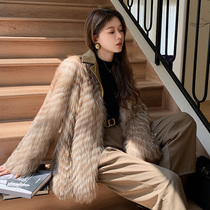 Finnish saga crystal fox fur straw coat female medium long style large coat 2021 new youthful high-end fashion