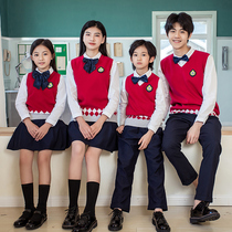 High school uniforms suit suit Spring and autumn clothes childrens class clothes Western clothes for autumn and winter sweater primary school childrens kindergarten garden clothes