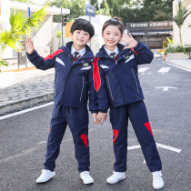Primary school uniforms suit punching front clothes Detachable Liner Nursery Kindergarten Garden Clothes Children Autumn Winter Dress Plus Suede Cold Proof