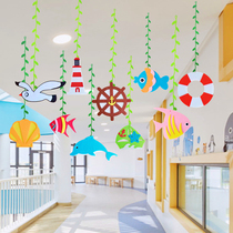 Kindergarten decorations classroom corridors environmental layout creative air hanging ornaments childrens rooms marine wind hanging materials