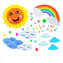 Primary school kindergarten classroom decorations environment layout stickers blackboard newspaper theme wall material foam White Clouds Sun