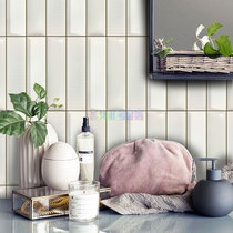 Nordic shape long strip hand-made brick solid color abrasive Net red black green background wall tile bathroom kitchen bathroom