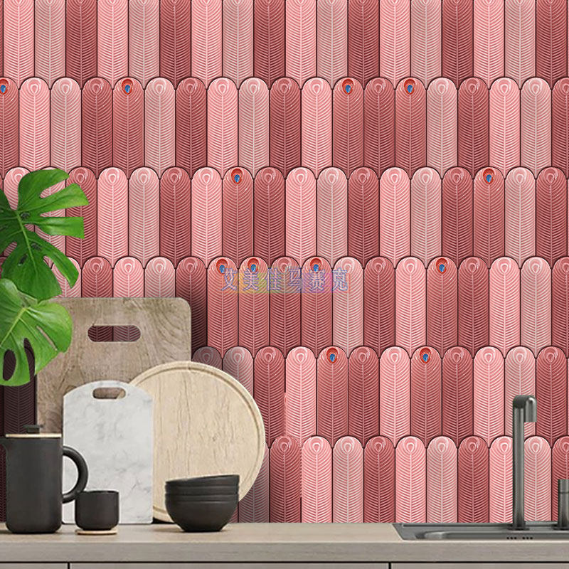 Nordic Phantom Plume Tile Fish Scale Retro Antique Kilo Kiln Varnishes Net Red Ink Green Makeup Room Kitchen Bathroom Handmade Brick