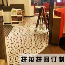 Ceramic black and white gray hexagonal square mosaic parquet puzzle to map custom background wall ground mosaic