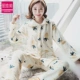 Đồ ngủ nữ mùa thu và mùa đông mẫu flannel phù hợp dày ấm sinh viên Hàn Quốc lông cừu san hô hai mảnh phù hợp với dịch vụ nhà nữ - Giống cái