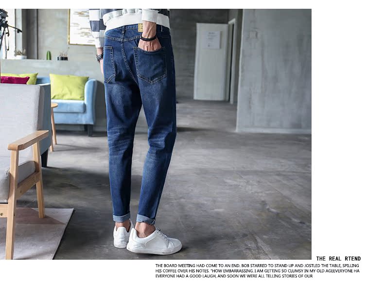 Quần short nam Nhật Bản 2018 thu đông Quần jean nam mới Quần lửng ống quần ống rộng denim 9099 - Quần jean quần áo nam