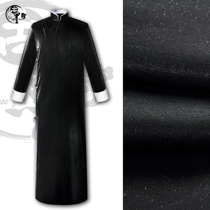 Chinese-Style Retro Crosstalk Coat for Men, Black Long Shirt, Stage Banquet Performance Outfit, Loose-Fitting Chinese-Style Groomsmen Robe