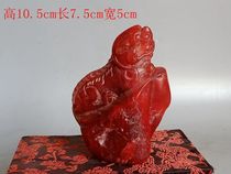Qing Dynasty Bloodstone Beast Seal Collected in the Countryside Antiques 0