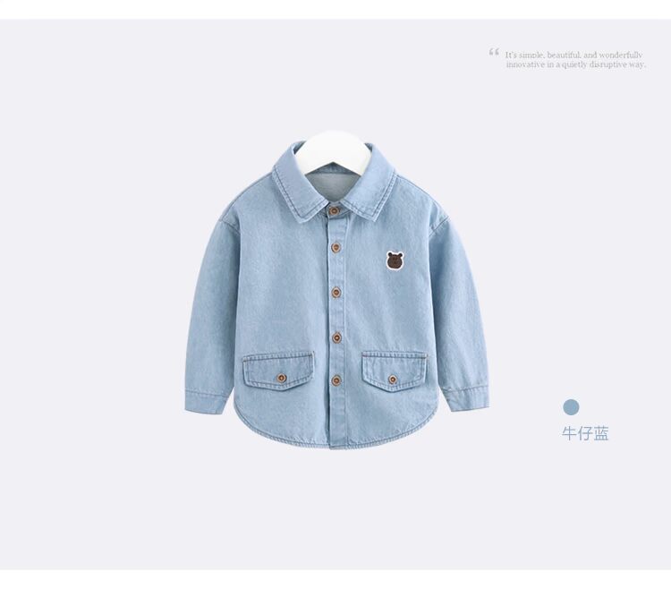 Qi Qixiong 2019 mùa thu 0-3 tuổi cho bé sơ mi denim giản dị áo sơ mi trẻ em quần áo dài tay ra ngoài - Áo sơ mi áo kiểu cho be gái
