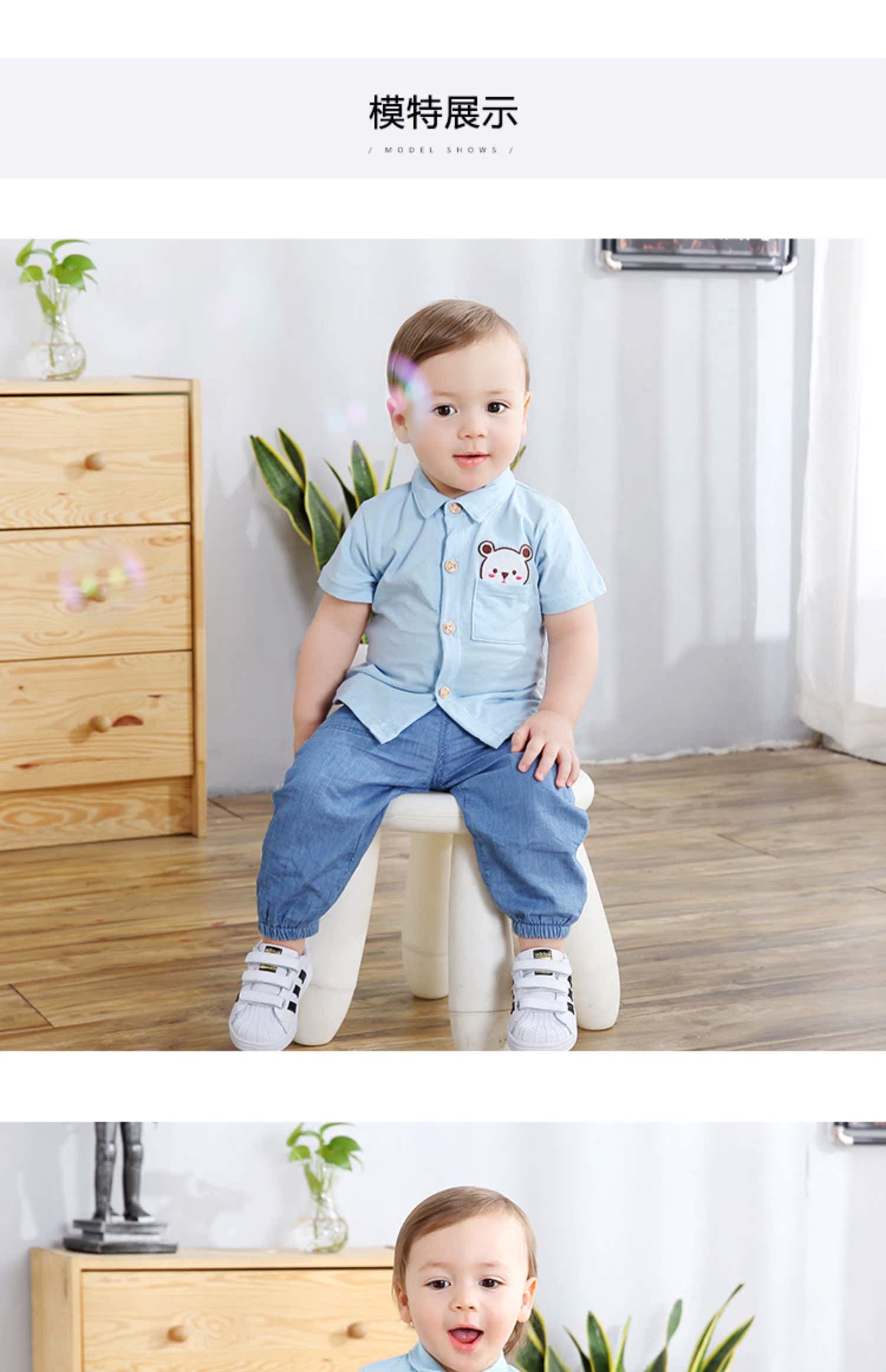 Qi Qi Xiong mùa hè bé trai và bé gái appliquéd ve áo ngắn tay sơ sinh cho bé sơ sinh ra khỏi áo cotton - Áo sơ mi sơ mi bé gái đẹp