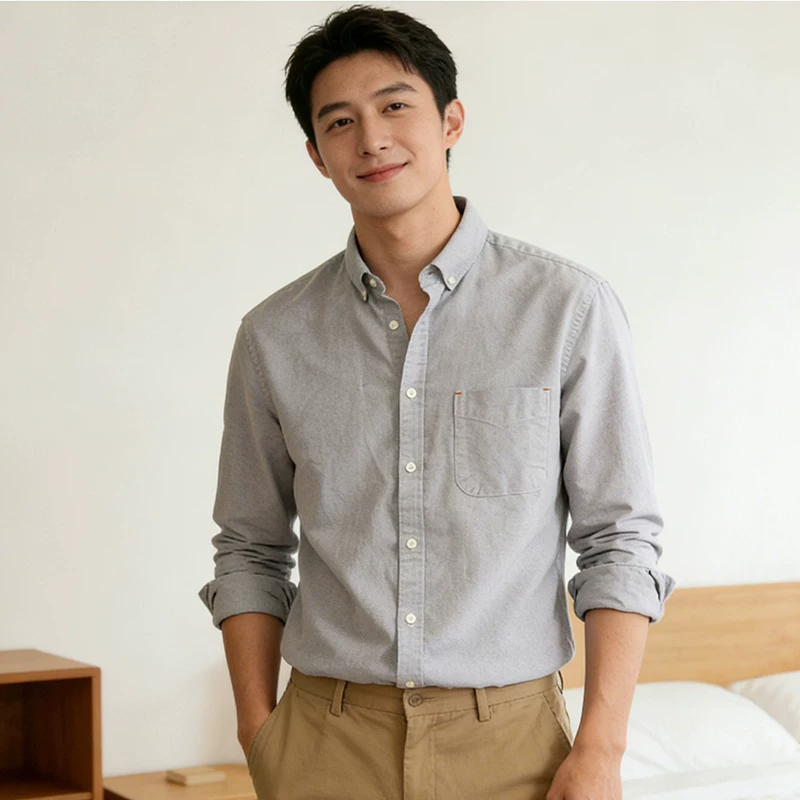 格慕施 Cotton men's shirt, plus size