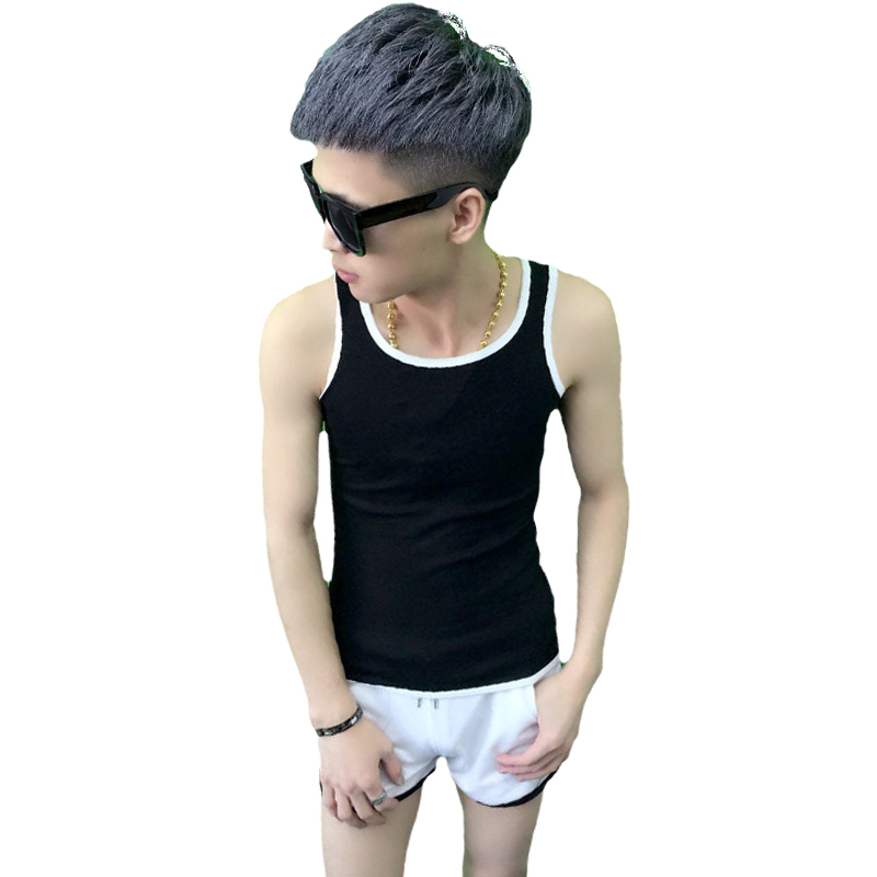 New vest nam tự trồng bông thanh niên thoáng khí mùa hè chặt chẽ thể thao Hàn Quốc vest không tay t-shirt triều