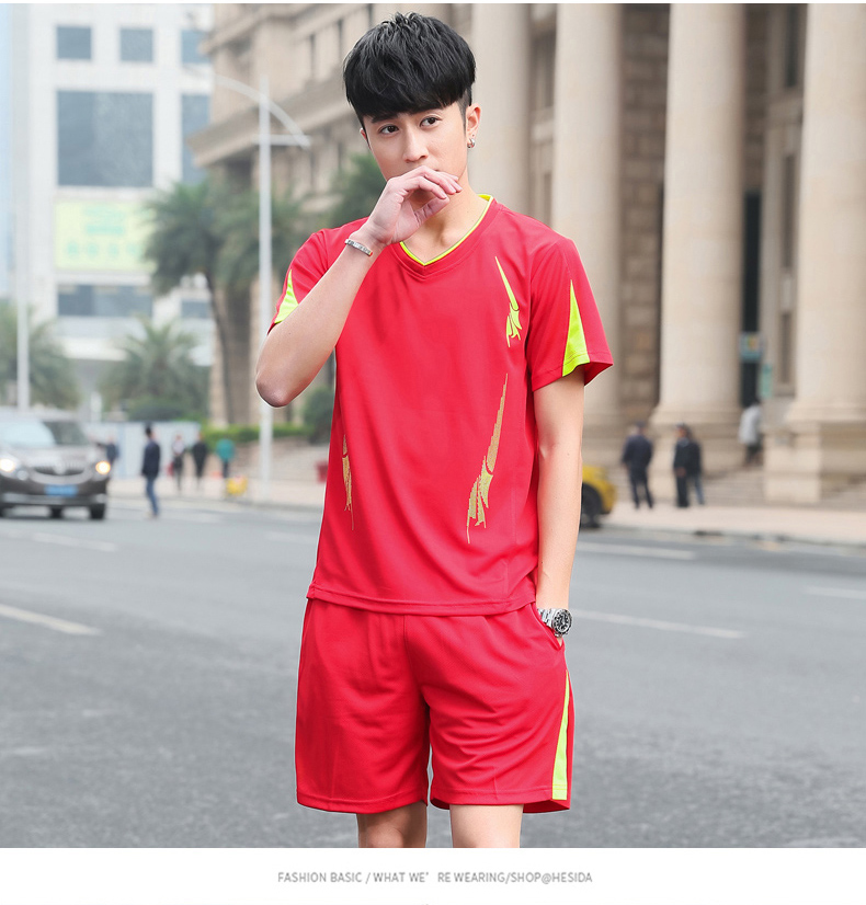 Thể thao phù hợp với nam giới mùa hè ngắn tay quần short tập thể dục chạy quần áo cộng với phân bón XL phần mỏng nhanh chóng làm khô thoáng khí cầu lông quần áo bộ adidas nữ mùa đông