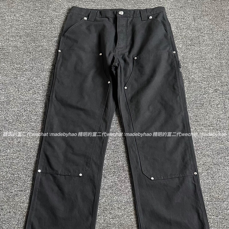 【Ceiling Top 925 Silver Buckle】25Ss Version Pants King Rivet Bead Canvas Lumberjack Work Pants Unisex 【Ceiling Top 925 Silver Buckle】25Ss Version Pants King Rivet Bead Canvas Lumberjack Work Pants Unisex