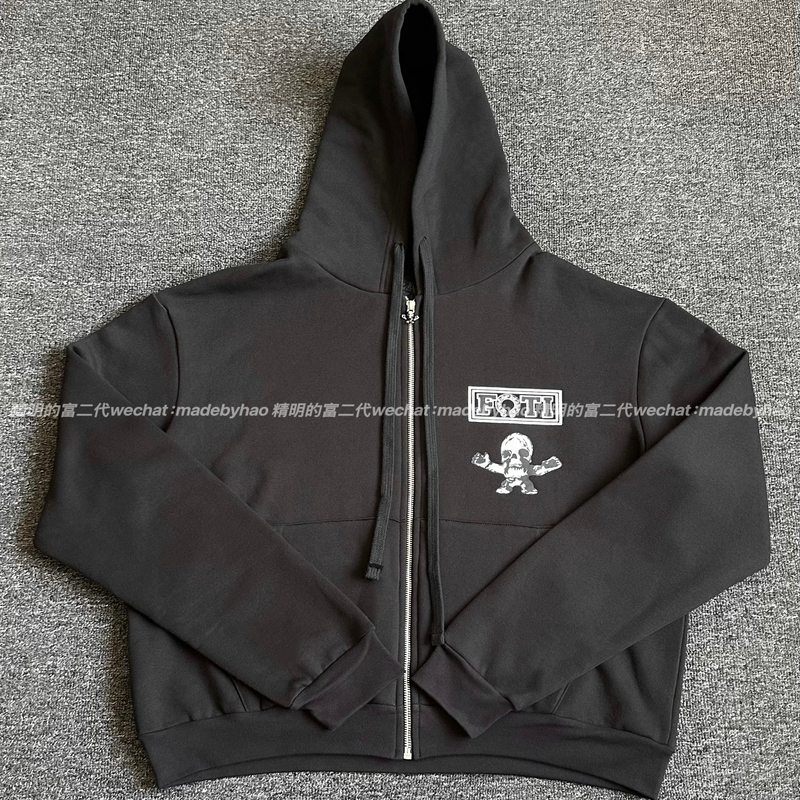 [Thick Silver Plating on the Ceiling] 25Ss Foti Skull Colorful Nine-Grid Pattern Hooded Zip-Up Jacket, Unisex