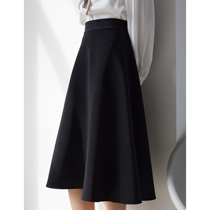 S AUTUMN not moving sound good looking black commute high waist half body dress Pears shape in a long dress