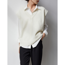 S AUTUMN rice white vled loose wool vest horse clamp loose retro 100 lap commuter stack wearing god-instrumental autumn