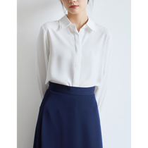 S AUUMN white commuter base shirt female dark door flap loose texture straight cylinder long sleeve white minimalist lining clothes