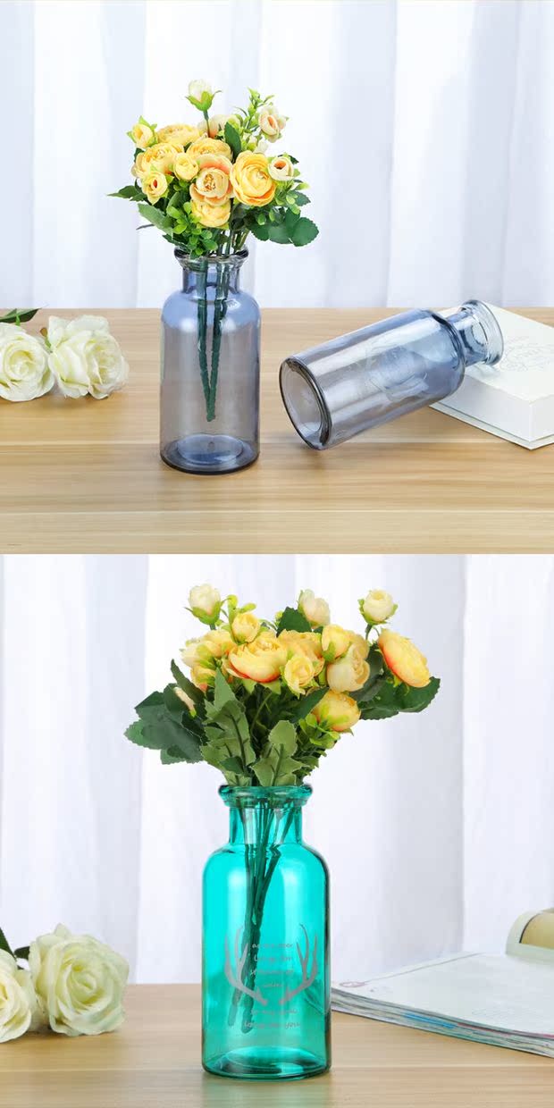 Ins miệng rộng bình thủy tinh hoa khô thủy canh cây xanh nhà container phòng khách văn phòng sáng tạo thủ công đồ trang trí - Vase / Bồn hoa & Kệ chậu đất trồng lan