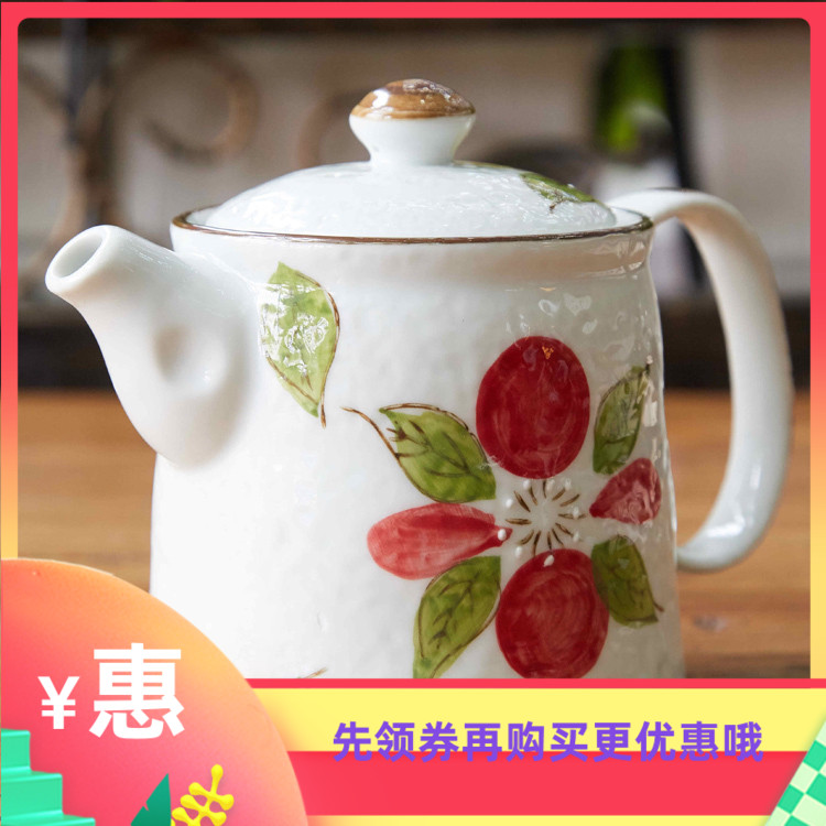 New Pint White Ceramic Japan Style Hand-painted handmade Coffee jug Mountain tea Flowers Antique Flowers Basket Vines Teapot Filter Bubble Filter Pot