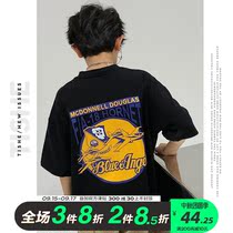 Male big boy short sleeve T-shirt fried Street summer dress thin childrens loose coat Tide brand t middle child cotton coat 12 years old