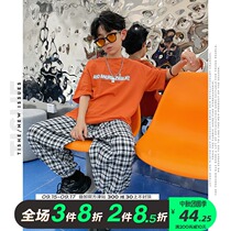 Boys short-sleeved T-shirt summer dress Big Boy mens fashion brand coat childrens clothing boys summer T-shirt middle and big children thin clothes