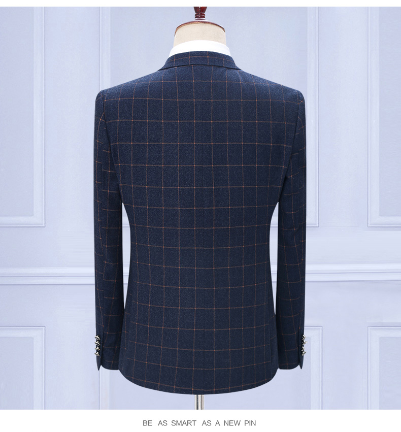 Bộ vest nam ba mảnh phù hợp với Hàn Quốc Slim England bình thường chú rể váy cưới kẻ sọc phù hợp với nam nhỏ áo vest nam đẹp
