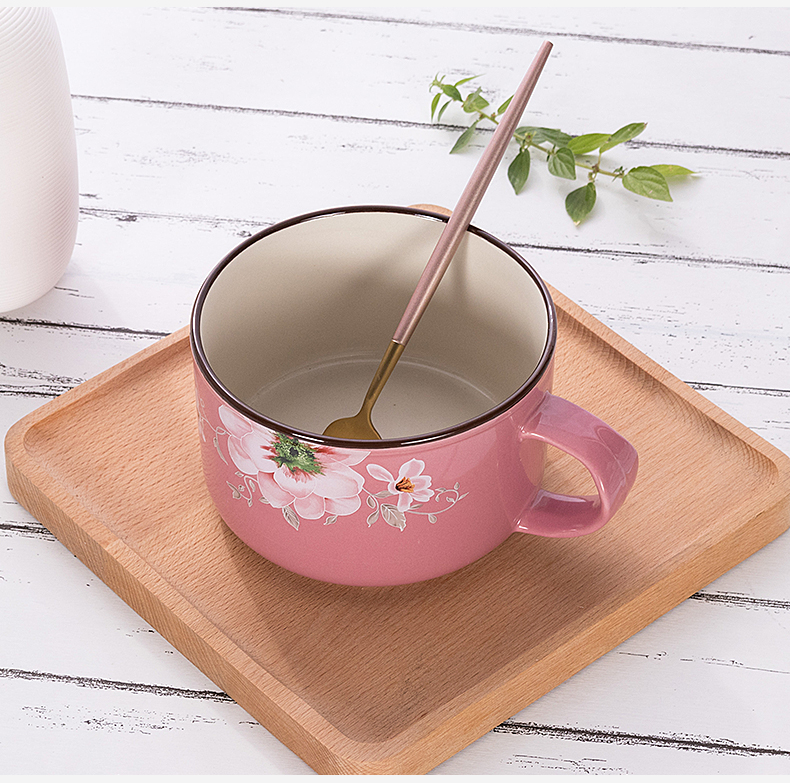 Bát sứ tươi có nắp hộp cơm trưa ký túc xá ăn liền bát phở bộ đồ ăn gia đình bát cơm lò vi sóng - Hộp cơm điện sưởi ấm hộp cơm cắm điện