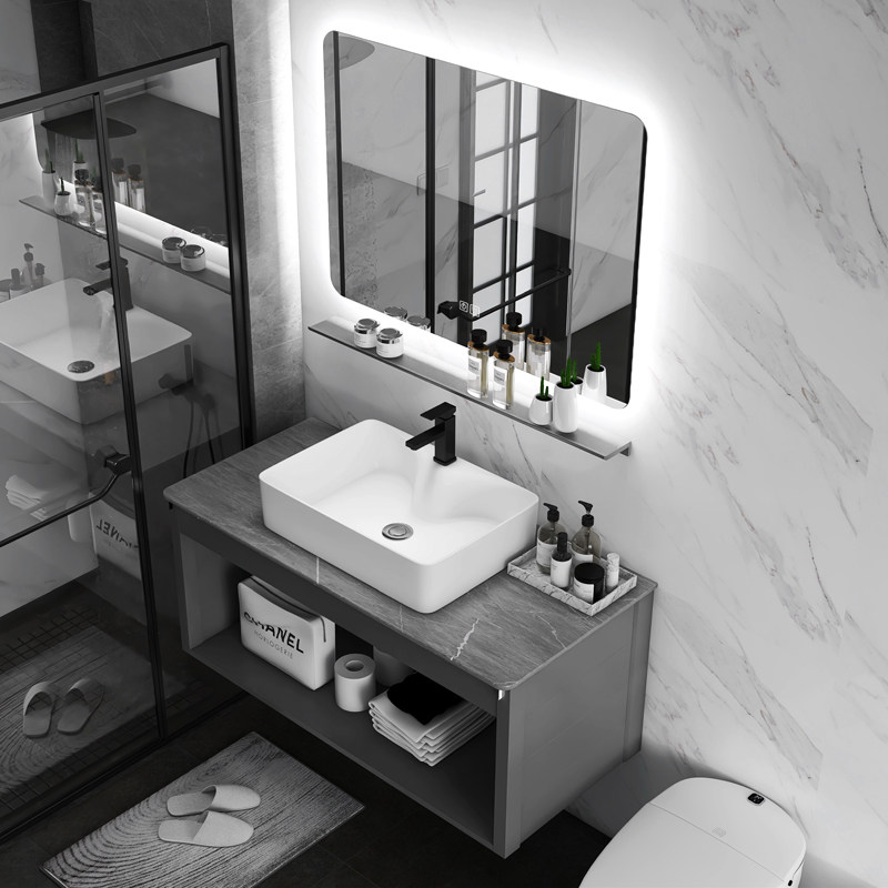 Bath cabinet Composition Space aluminum minimalist washroom washbasin washbasin Bathroom Face Basin Balcony Wash Basin Cabinet Combo-Taobao