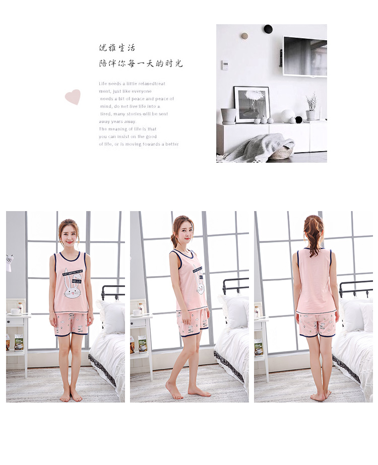Bộ đồ ngủ nữ cotton mùa hè không tay vest mùa hè học sinh phiên bản Hàn Quốc của bộ phận mỏng tay ngắn dịch vụ tại nhà kích thước lớn phù hợp với áo hai dây nữ pijama đôi
