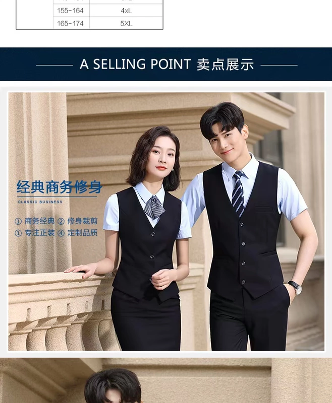 Quần áo chuyên nghiệp của phụ nữ áo sơ mi ngắn tay vest phù hợp với dụng cụ nhân viên bán hàng đồng phục áo liền quần thêu logo - Bộ đồ