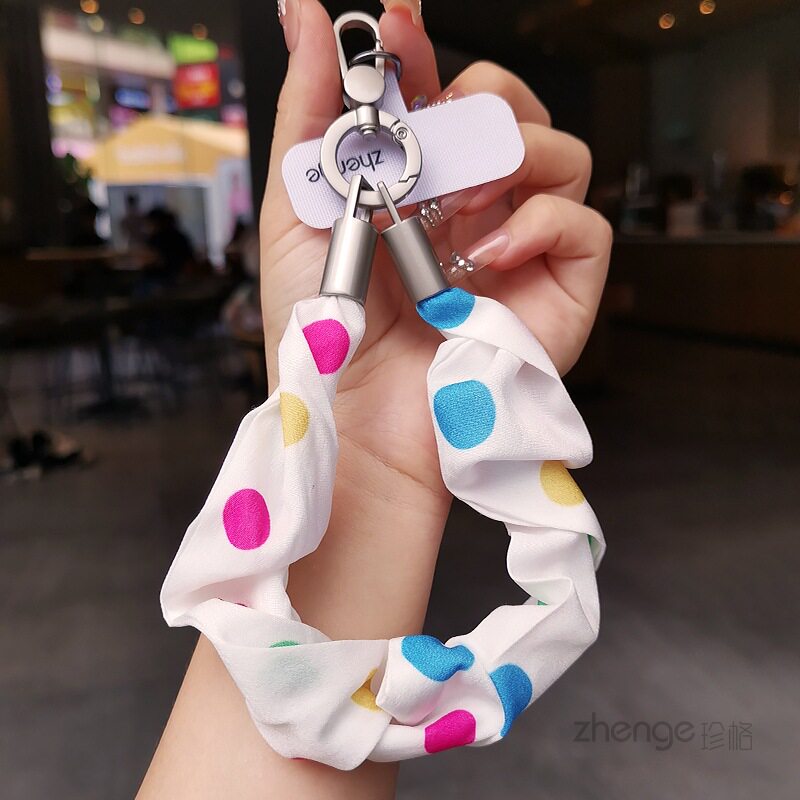 French polka dot scarf, short phone lanyard, stylish and elegant, perfect for Instagram, hair tie, pendant case, anti-loss chain, sturdy.