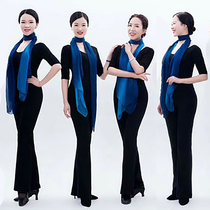 Split Body Etiquette Training Clothing Elegant Woman Rehearse Gongfu Training Instrument State Model Walking Show With Silk Scarf Suit