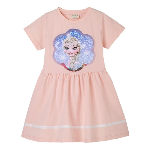 Блестки для ногтей, платье, летняя одежда, детский наряд маленькой принцессы, новая коллекция, короткий рукав, «Холодное сердце»