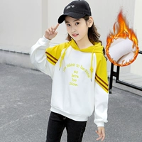 Желтая флисовая толстовка с капюшоном, с вышивкой