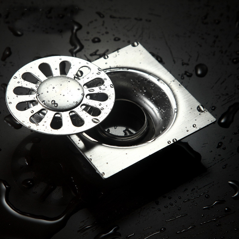 Thickened copper core deodorant floor drain Powder room Bathroom balcony Washing machine floor drain Square stainless steel filter Taurus