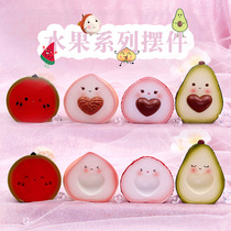 Fruit ornaments Cartoon creative peach lychee avocado watermelon resin ornaments home decoration Childrens Day gift