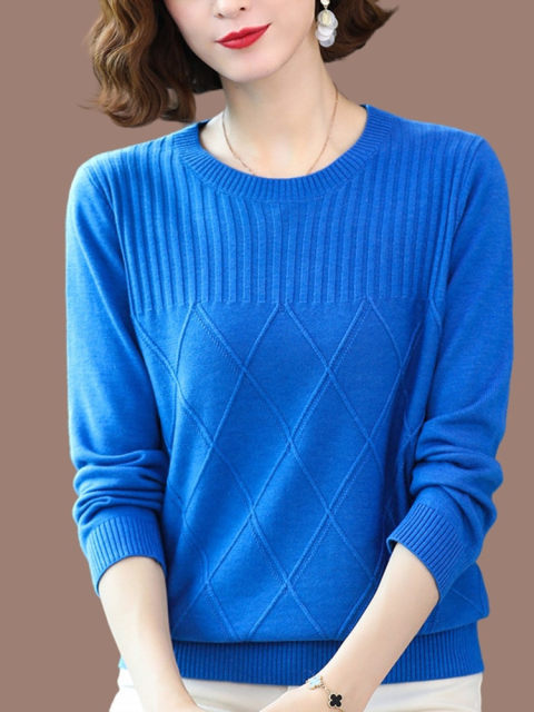 Ordos Cashmere Sweater ແມ່ຍິງຄໍ Round Knitted Bottoming Sweater ພາກຮຽນ spring ແລະດູໃບໄມ້ລົ່ນໃຫມ່ Sweater ບາງໆ Cardigan ວ່າງ