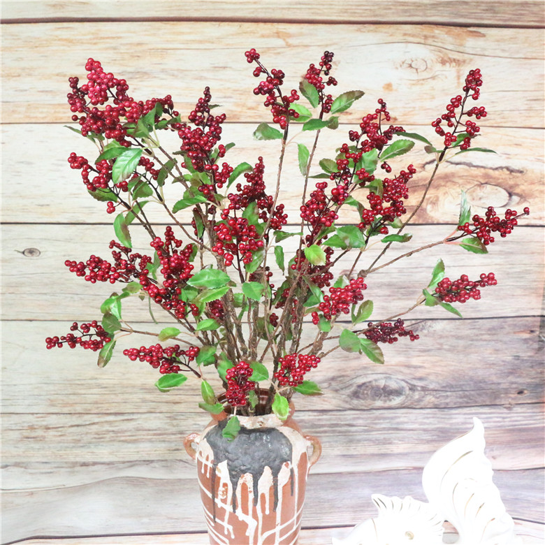 Hoa giả hoa phòng khách trang trí phòng ăn trái cây mô phỏng cây mô phỏng berry 5 ngã ba quả dâu - Hoa nhân tạo / Cây / Trái cây chậu hoa giả